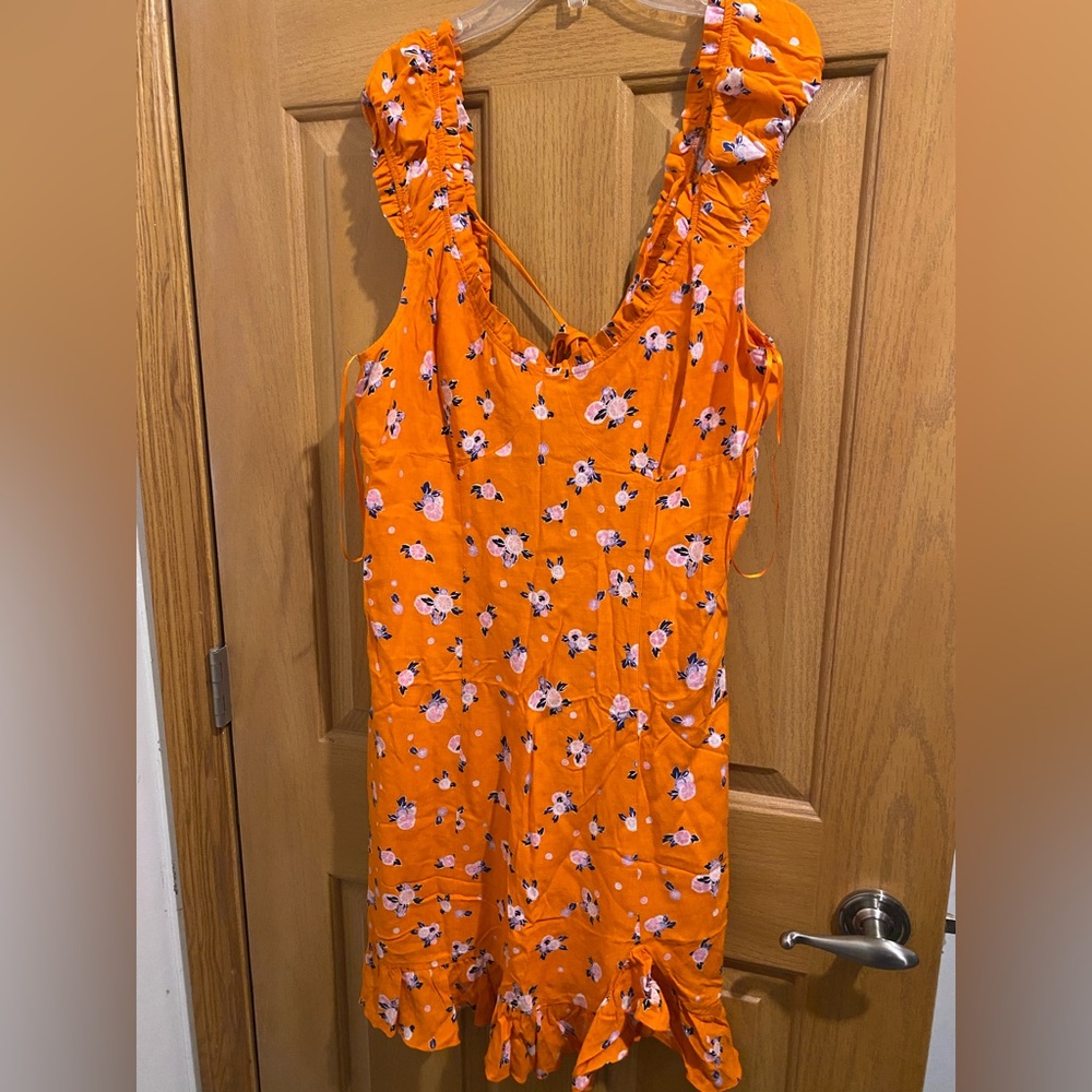 Free People Orange Floral Mini Dress